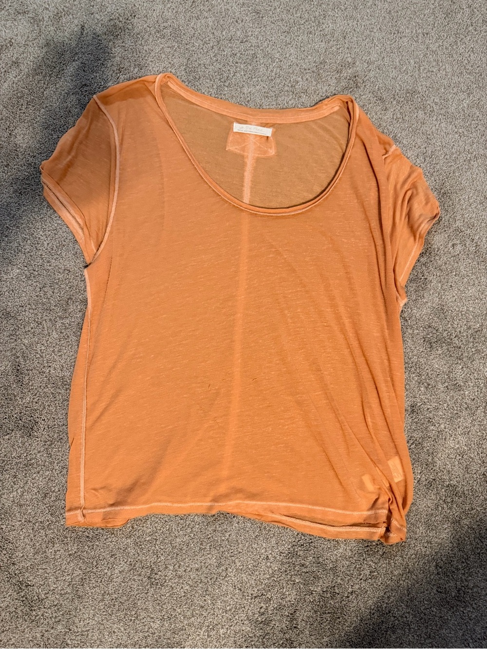 We The Free Lightweight Scoop Neck Short Sleeve Tee in Peach Orange